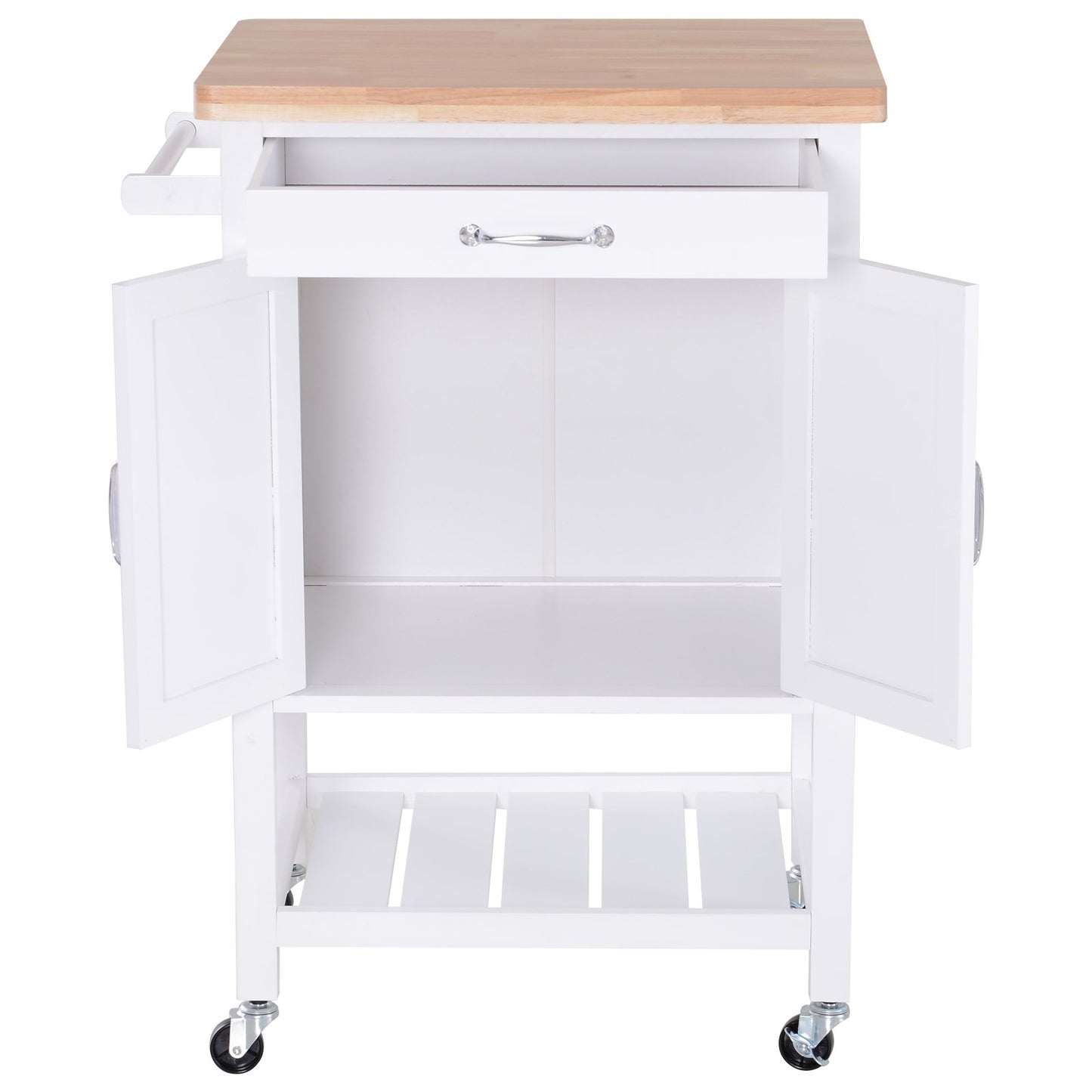 Kitchen Island Trolley Cart With Drawer-White/Oak Colour