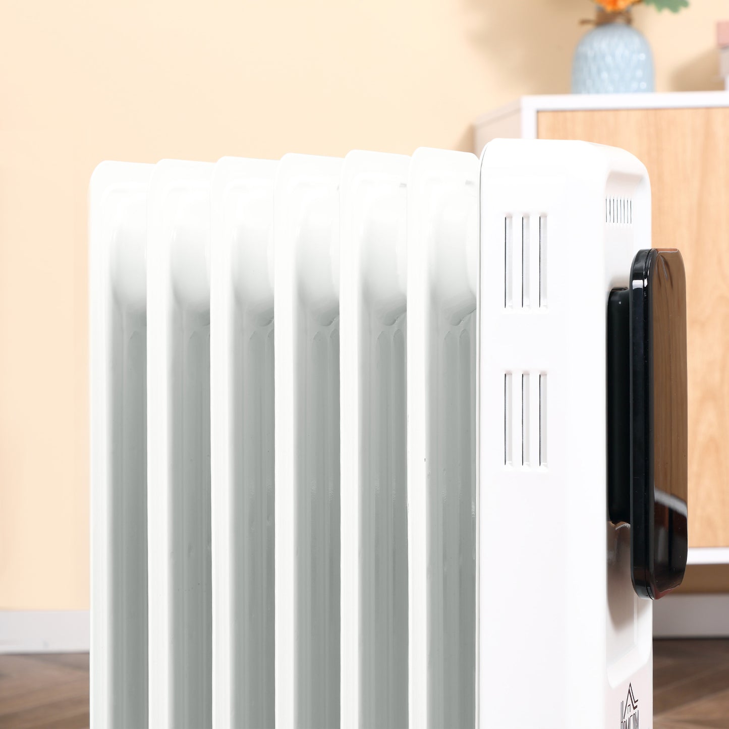 1630W Oil Filled Radiator, 7 Fin, Portable Electric Heater with LED Display, 24H Timer, 3 Heat Settings, Safety Cut-Off Remote Control-White