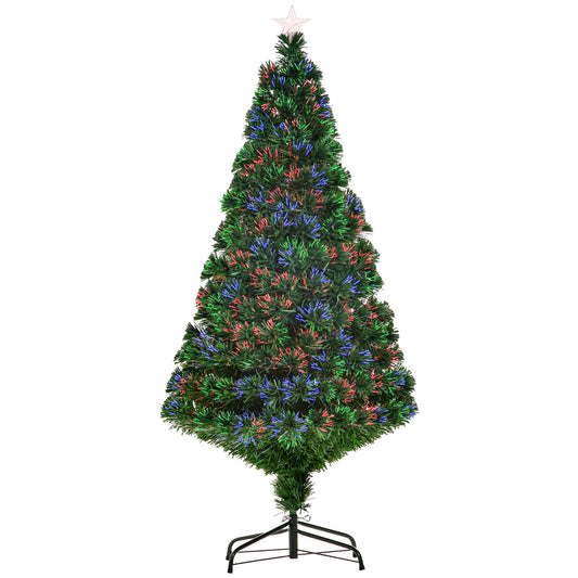 5FT Green Fibre Optic Pre-Lit Artificial Christmas Tree Multi-Colour