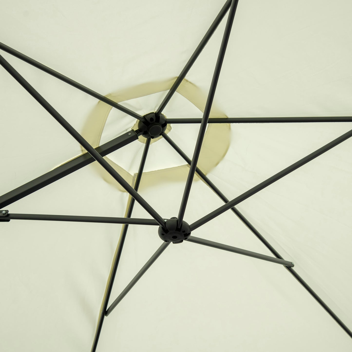 2.5M Garden Cantilever Parasol with 360° Rotation, Offset Roma Patio Umbrella Hanging Sun Shade Canopy Shelter with Cross Base, Beige