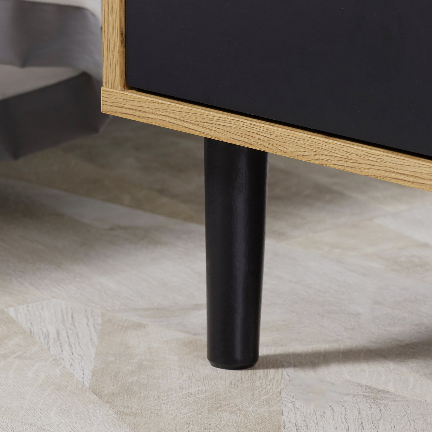 Bedside Table Cabinet Storage Chest with 2 Drawers Nordic Style for Bedroom Living Room Black