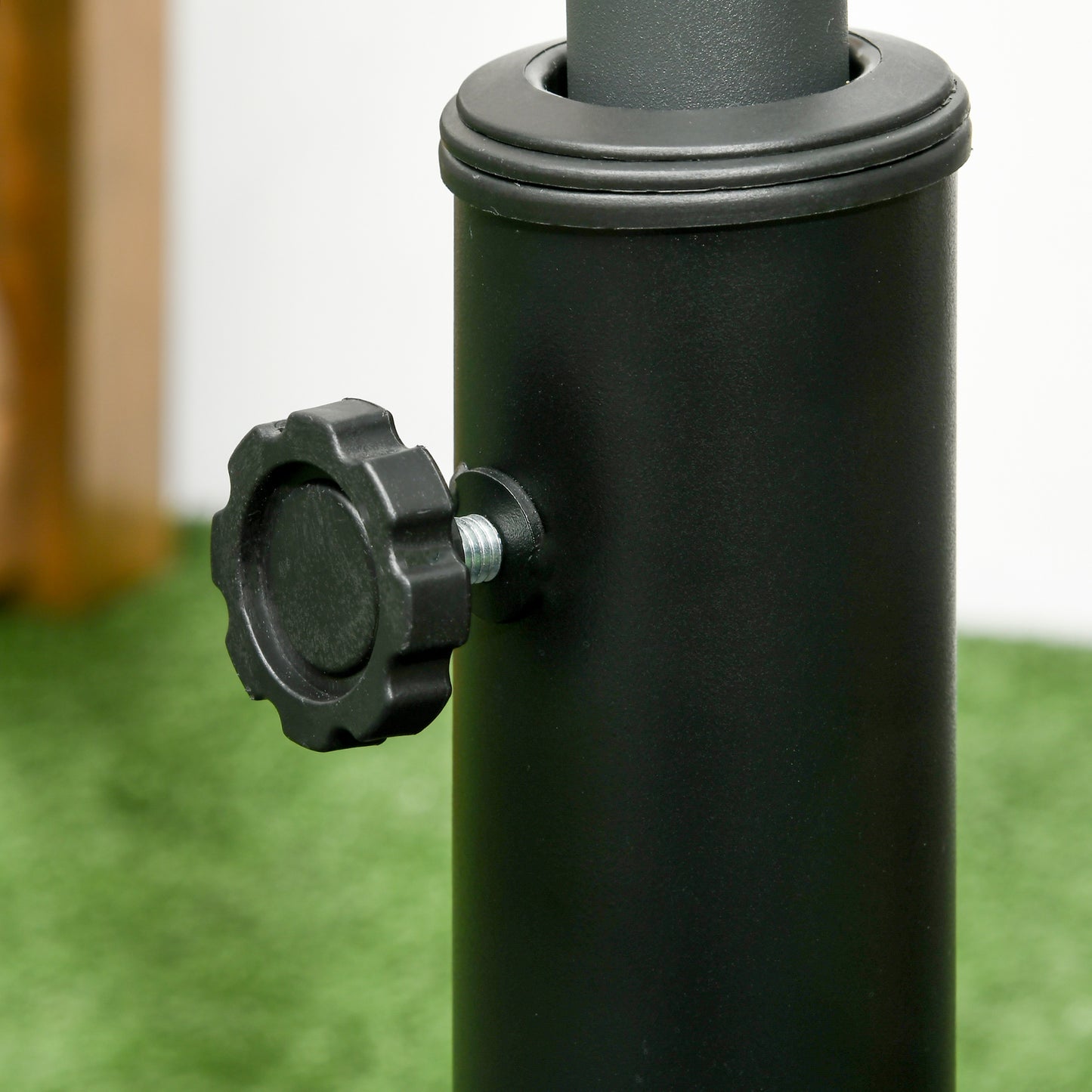 Outsunny 19kg Resin Garden Parasol Base Holder, Square Outdoor Market Umbrella Stand Weight for Poles of Φ32mm, Φ38mm, and Φ48mm, Black
