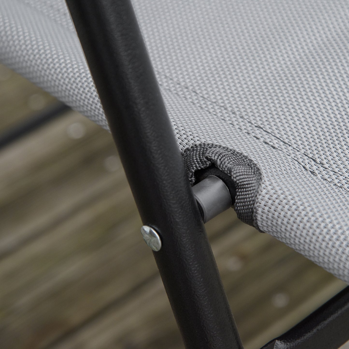 Outsunny 3 Piece Patio Furniture Bistro Set 2 Folding Chairs 1 Tempered Glass Table Adjustable Backrest - Grey