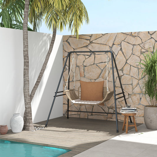 Hanging Hammock Chair Stand Hanging Heavy Duty Metal Frame Air Porch Swing, Indoor & Outdoor Use, Black