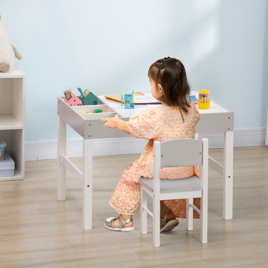 ZONEKIZ Kids Table and Chair Set, with Storage Space - Grey
