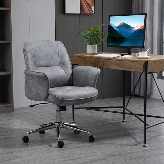 Vinsetto Swivel Ergonomic Office Chair Mid Back Desk Chair for Home Study Bedroom, Light Grey