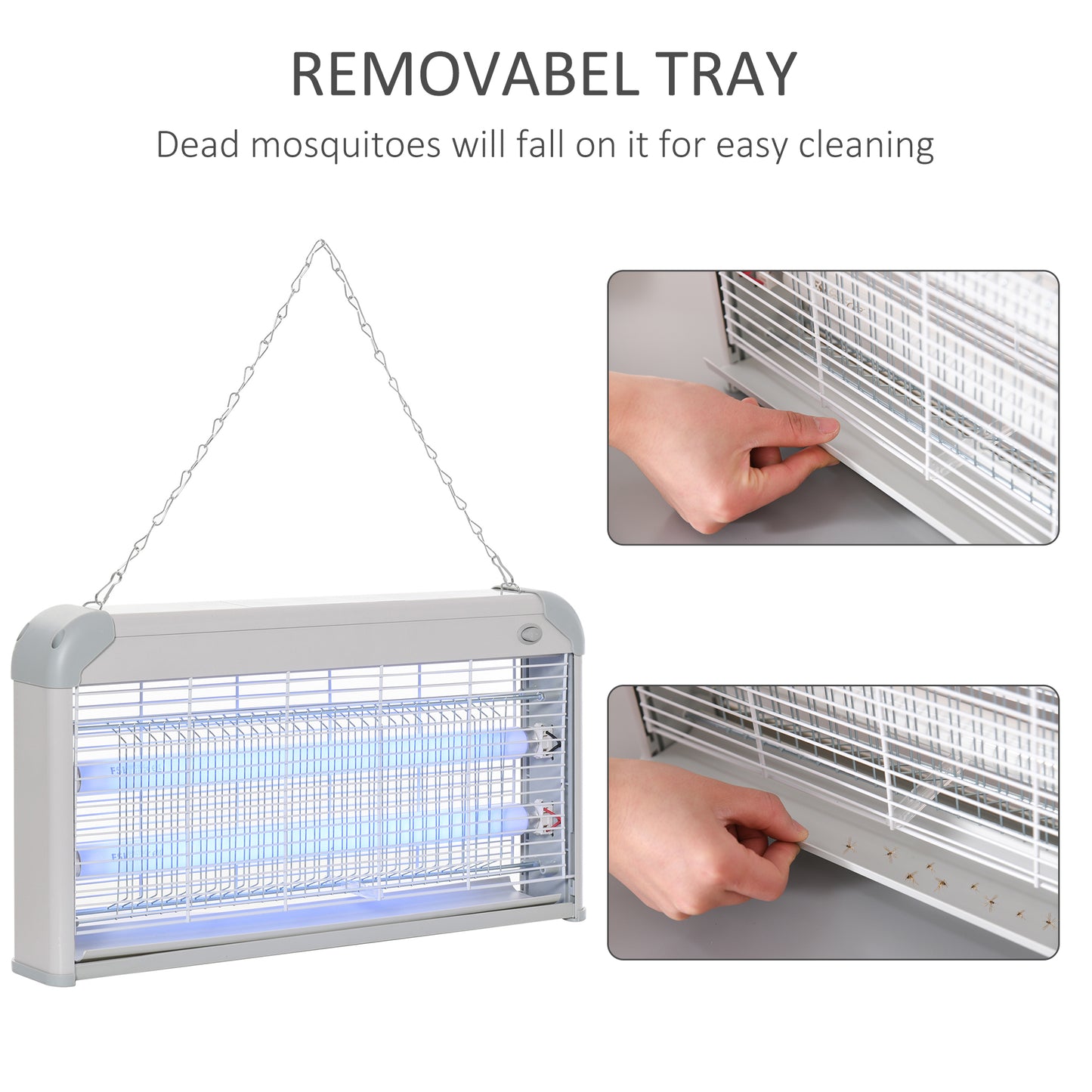 Outsunny Free Standing Wall Hanging 30W Electric Fly Mosquito Killer 60m2 Coverage Electric Fly Zapper, Bug Zapper, Insect Killer