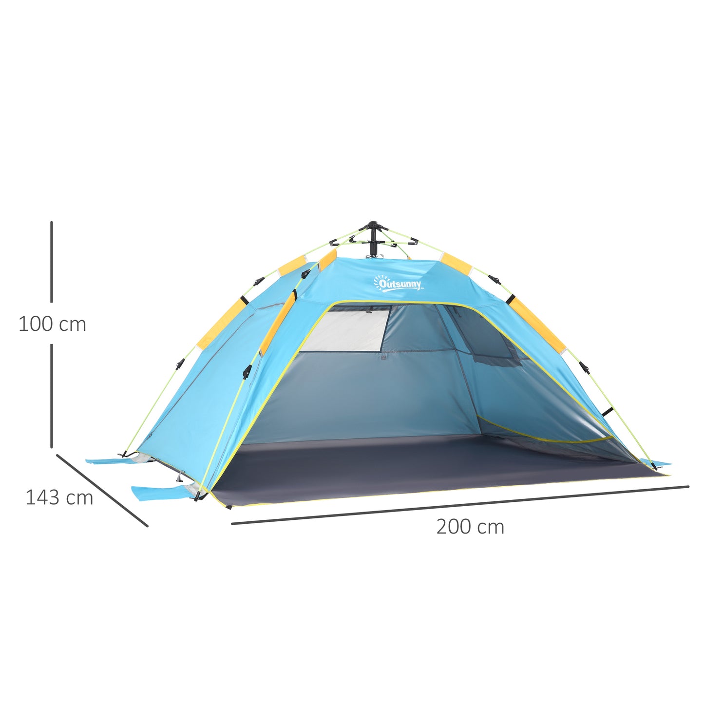 Outsunny Pop-up Beach Tent Sun Shade Shelter for 1-2 Person UV Protection Waterproof with Ventilating Mesh Windows Closable Door Sandbags Light Blue