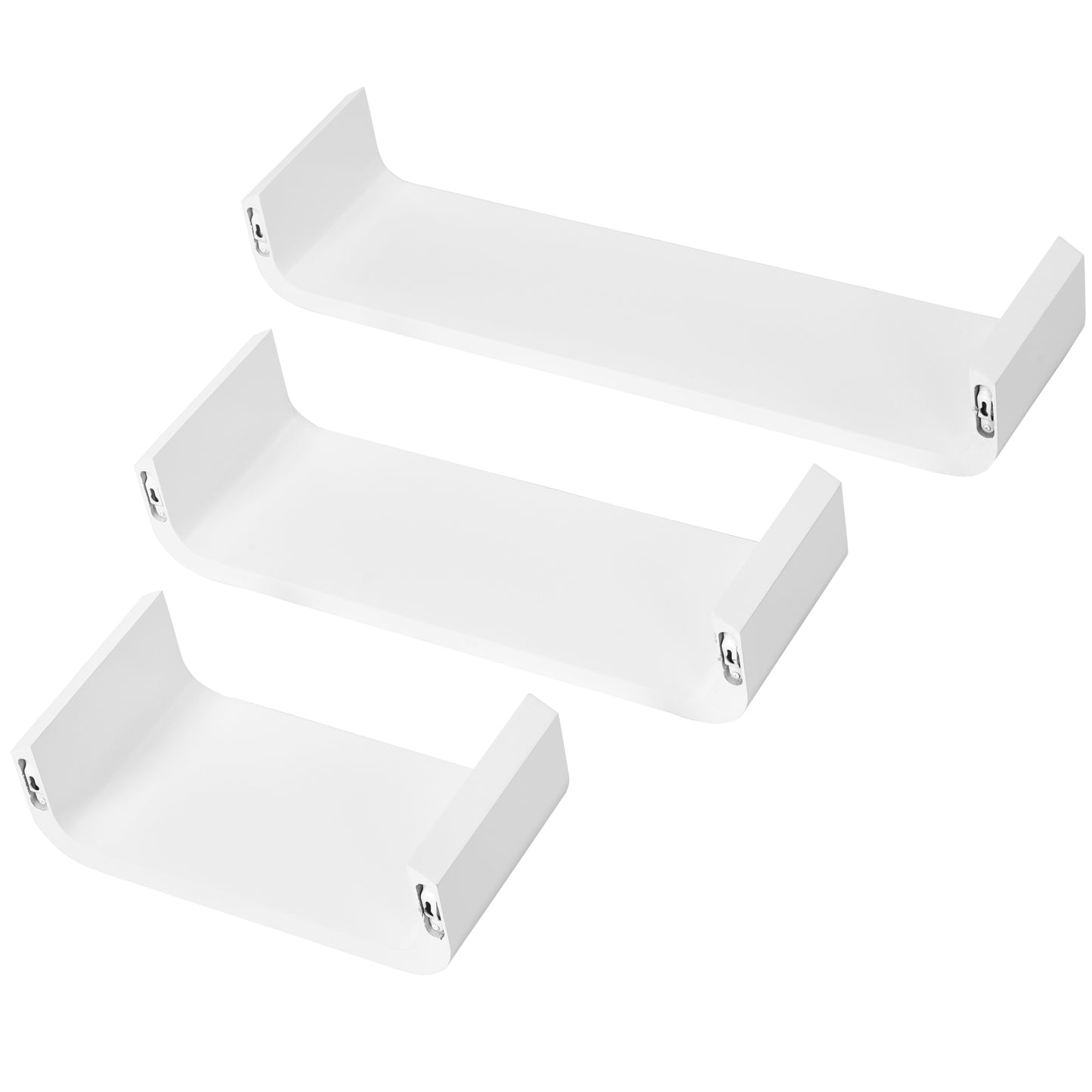 3 Piece U Shaped Shelves Set-White