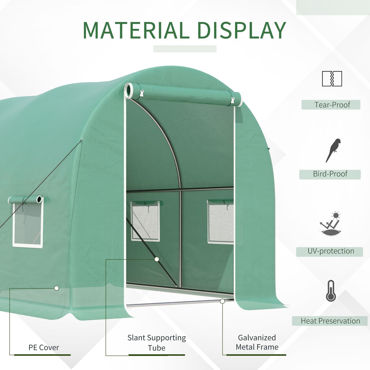 Outsunny Walk-in Greenhouse, 3 x 2 M-Green