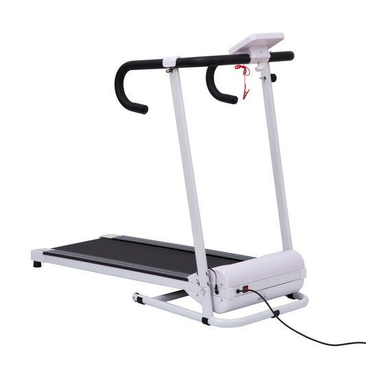 Steel Folding Motorized Home Treadmill With LCD Monitor White