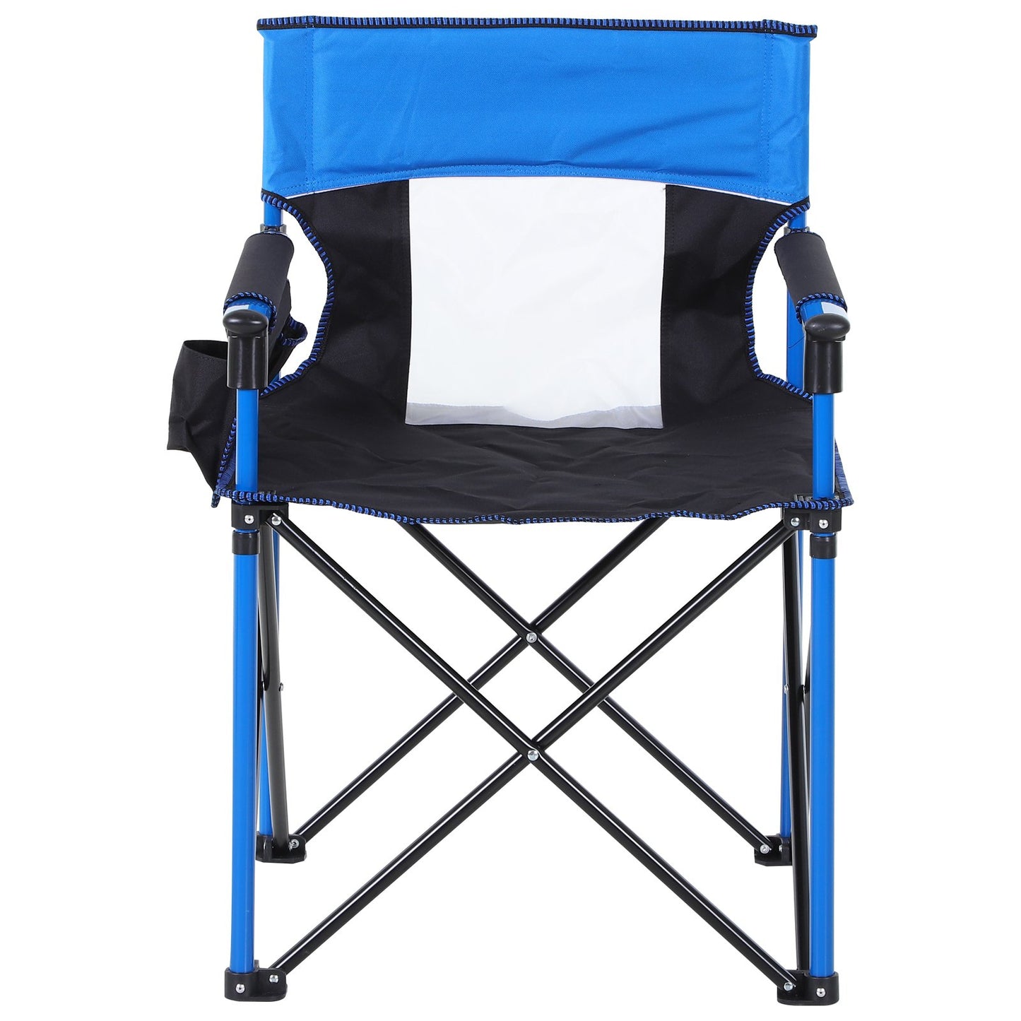 Outsunny Metal Frame Sponge Padded Folding Camping Chair w/ Pockets Blue