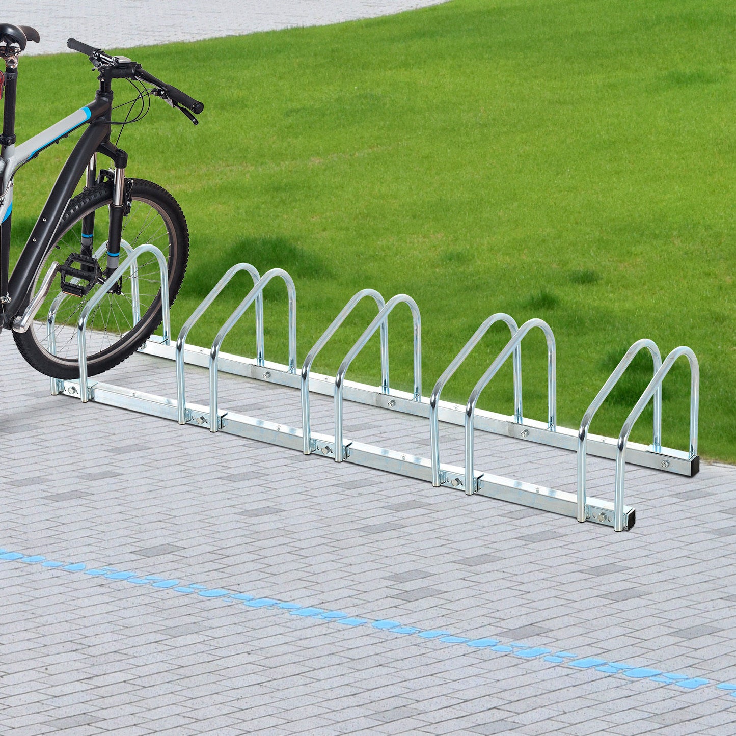 5-Bike Floor Parking Stand Silver
