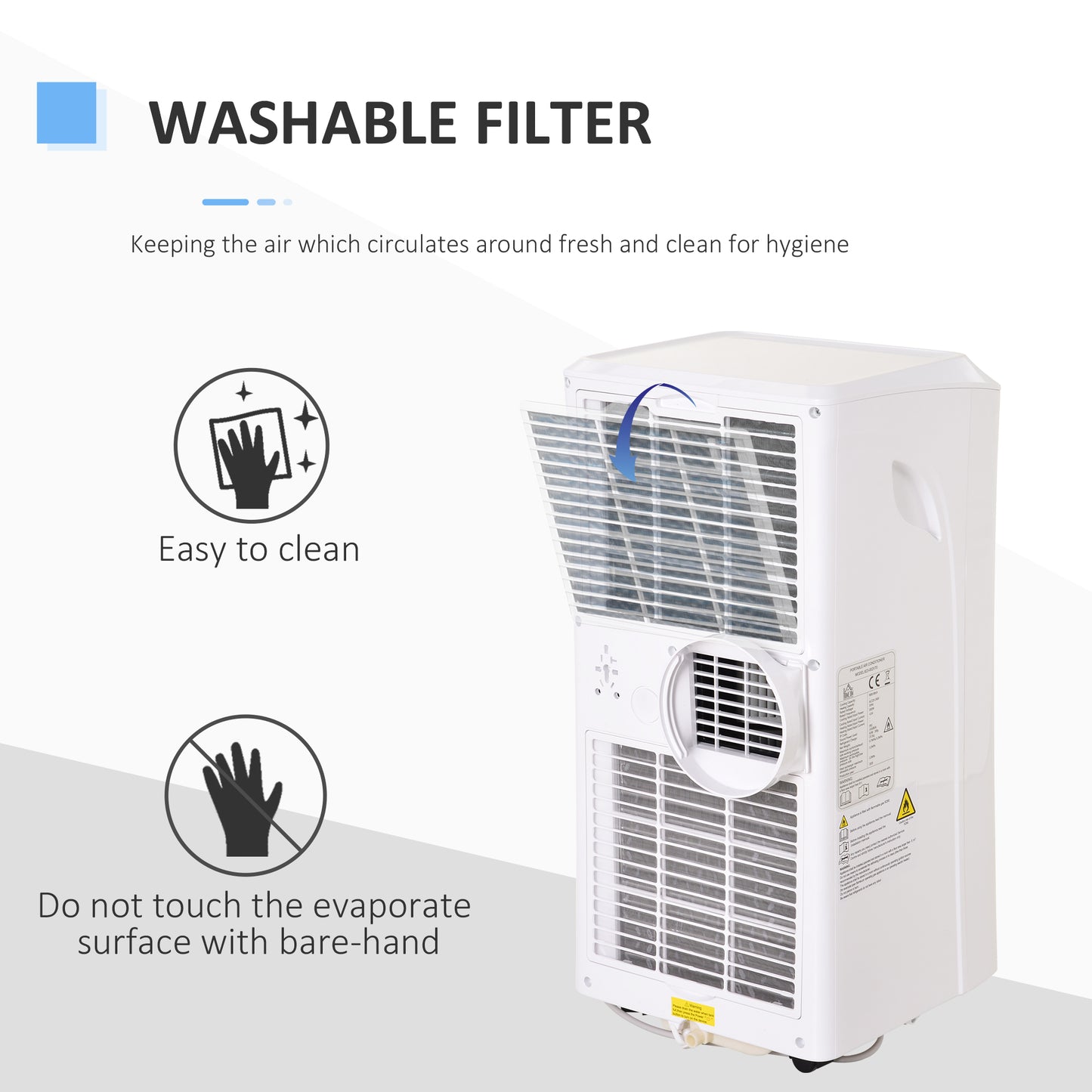 Mobile Air Conditioner with Remote Control, Timer, Cooling Dehumidifying Ventilating, LED Display White - 1080W