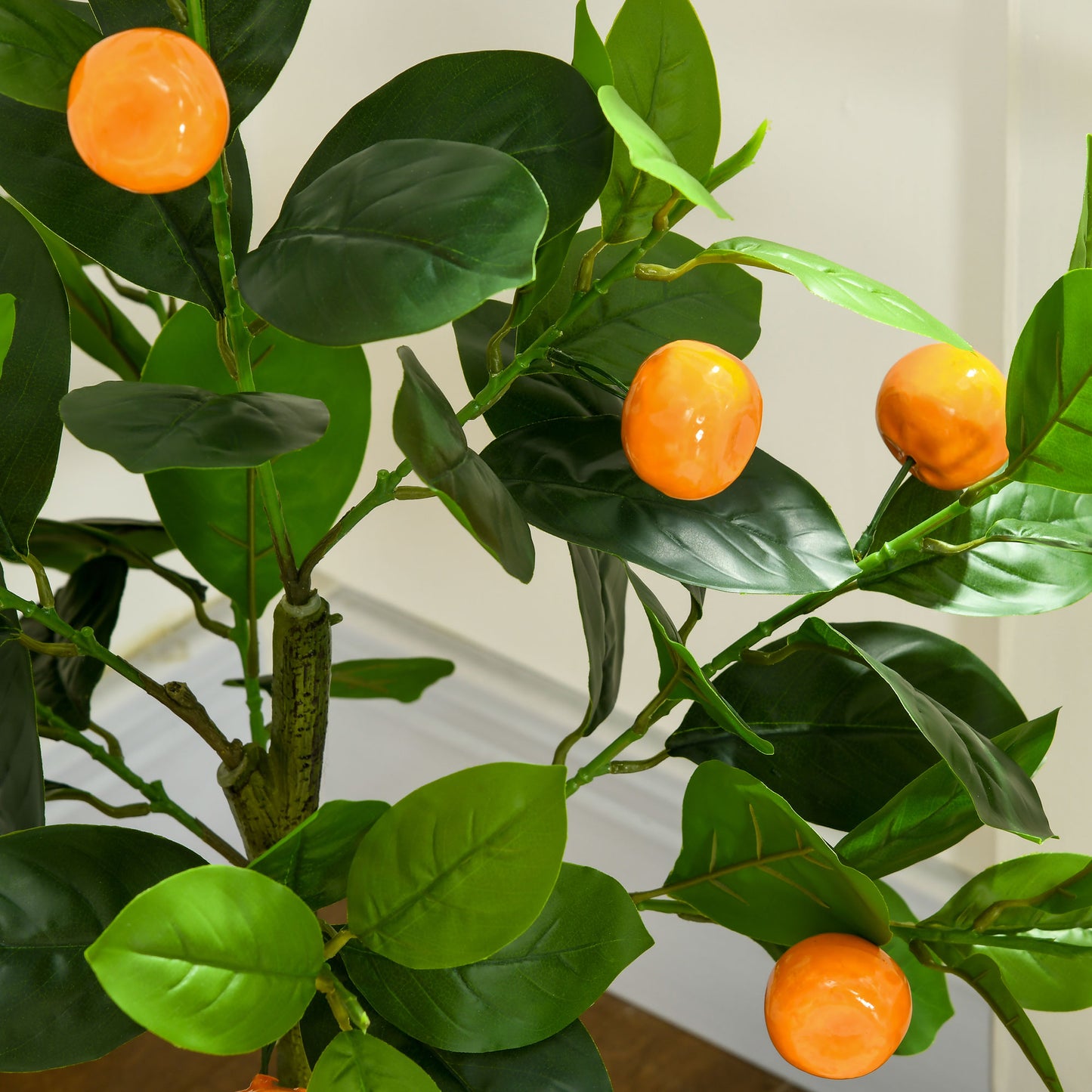 Set of 2 Artificial Plants, Lemon and Orange Tree with Pot, for Home Indoor Outdoor Decor, 60cm