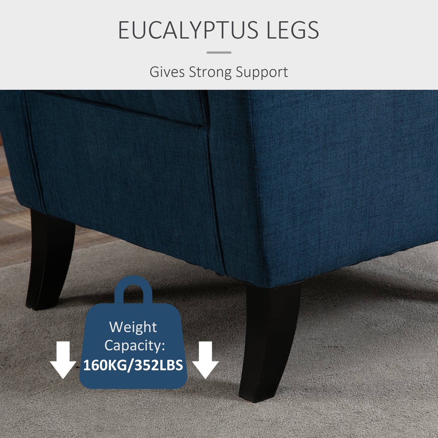 Vintage Style Wingback Accent Chair, Retro Upholstered Button Tufted Occasional Chair for Living Room and Bedroom, Blue