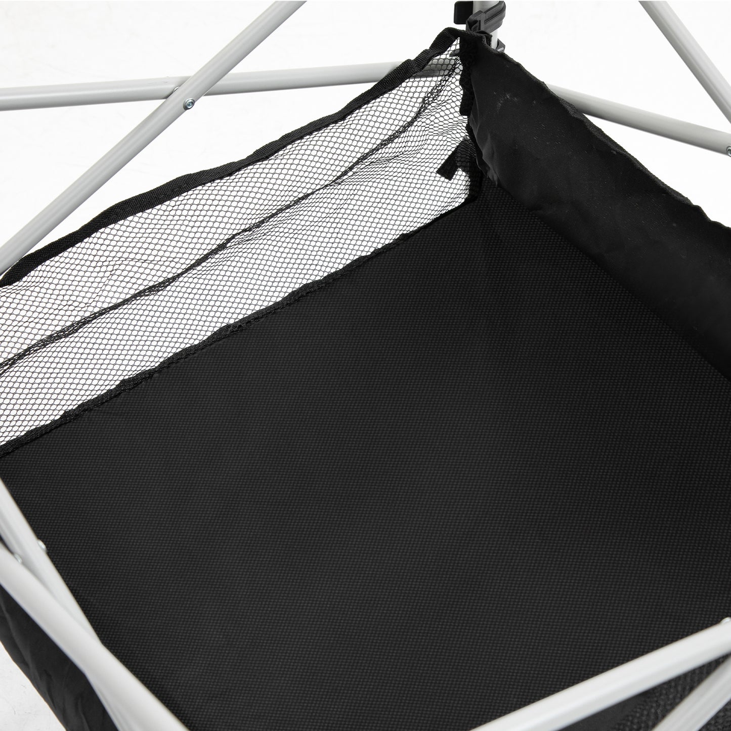Outsunny Portable Camping Table W/ Mesh Bag Camping Outdoor Dining Foldable W/ Steel Frame Picnic Lightweight Hiking Furniture Desk, Silver Black