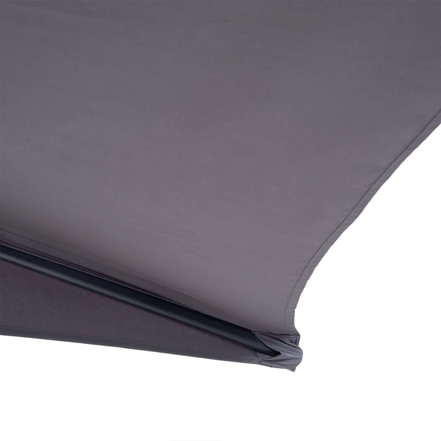Outsunny 3 m Half Round Umbrella Parasol-Grey Polyester/Aluminum