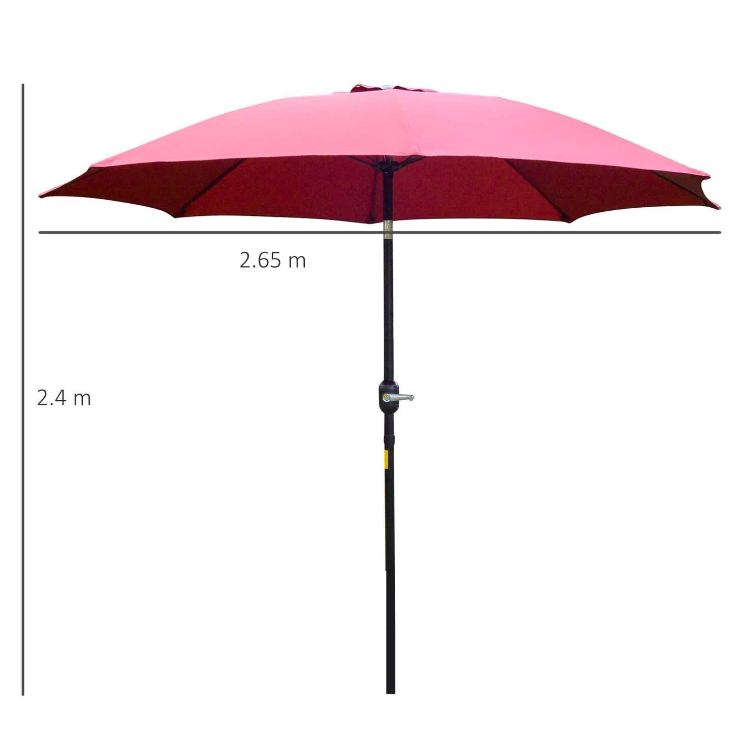 Outsunny Φ2.6M Umbrella Parasol-Red