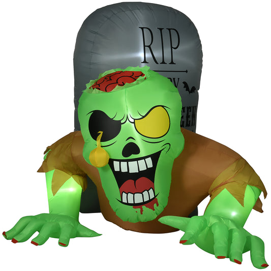 5FT Halloween Inflatables Ghost and Tombstone, Blow Up Outdoor Halloween Decorations with Build-in LED Lights for Garden, Lawn, Party