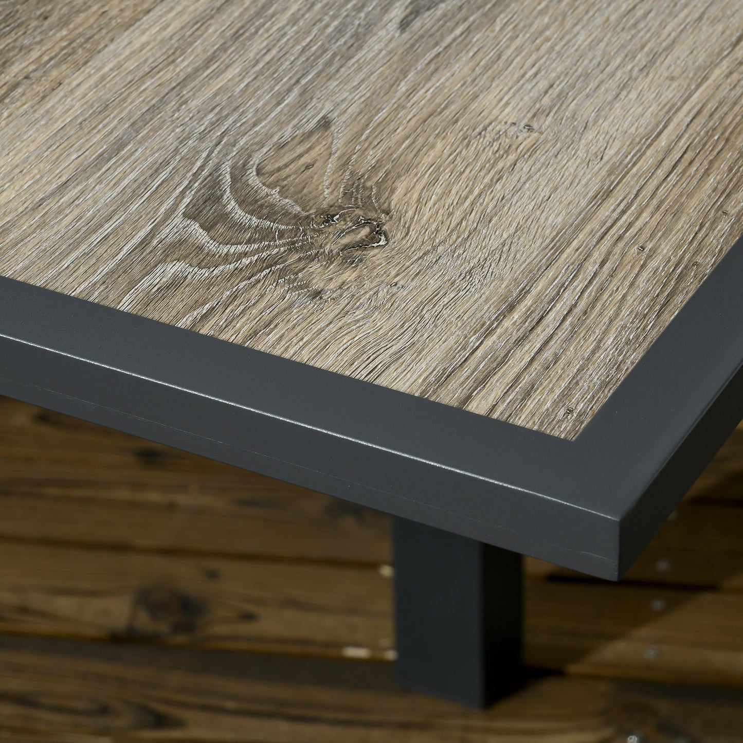 Outsunny Extending Garden Table, Outdoor Dining Table for 6, Aluminium Frame Rectangular Patio Table with Plastic Board Tabletop, Beige