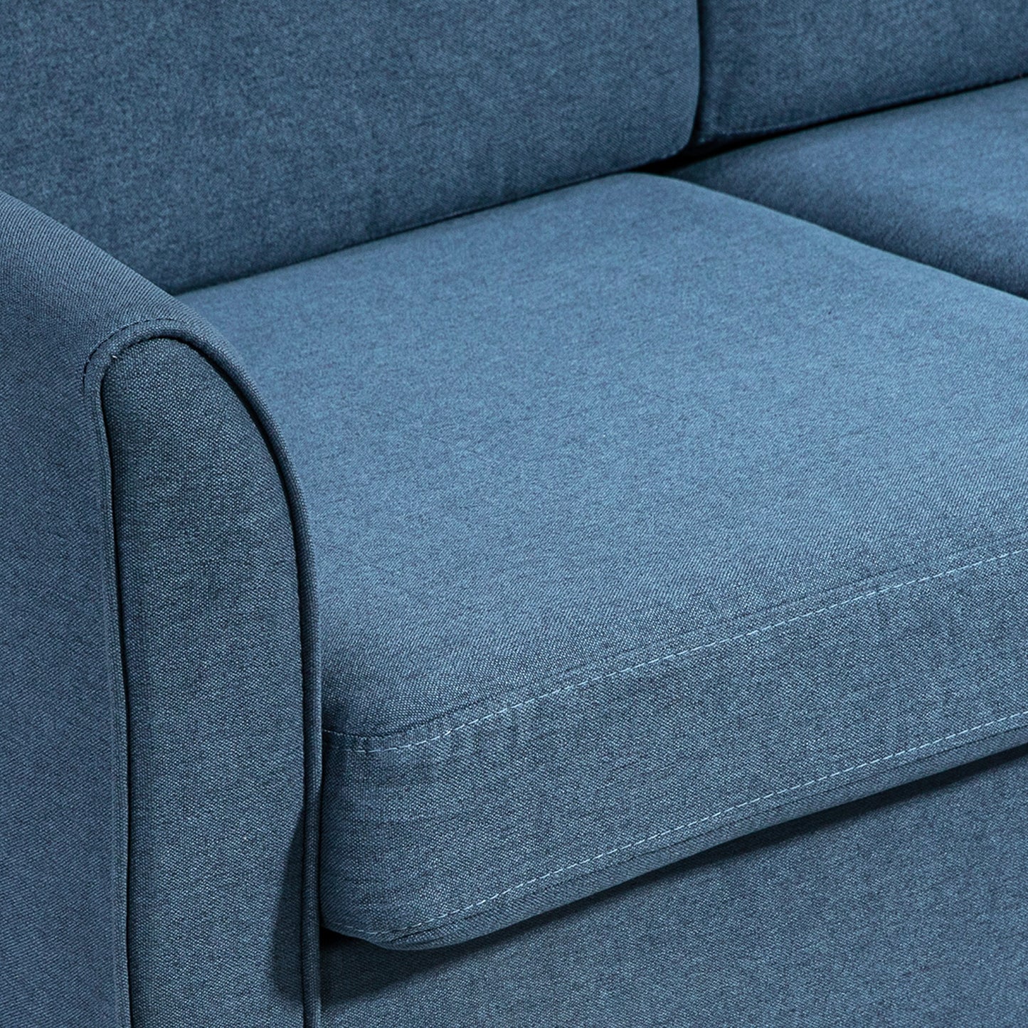 Compact Loveseat Sofa, Modern 2 Seater Sofa for Living Room with Wood Legs and Armrests, Blue