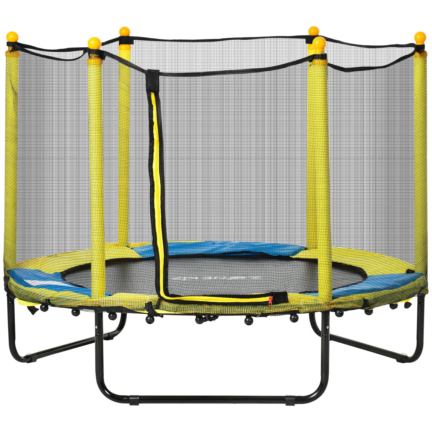 4.6FT / 55 Inch Kids Trampoline with Enclosure Safety Net Pads Indoor Trampolines for Child 1-10 Years Old, Yellow