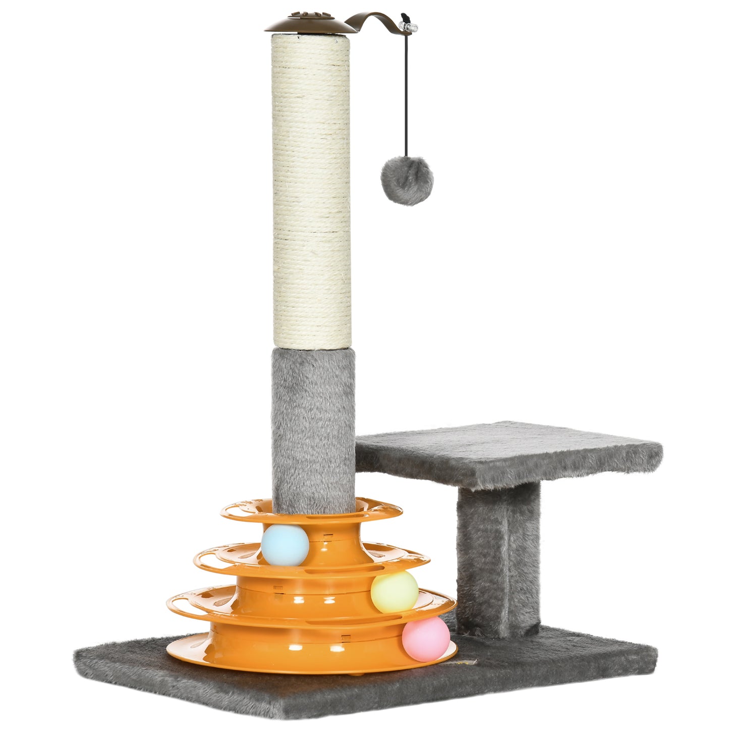 PawHut Cat Tree Tower Activity Center Climbing Stand Kitten House Furniture with Scratching Posts Toy and Perch 56cm Grey