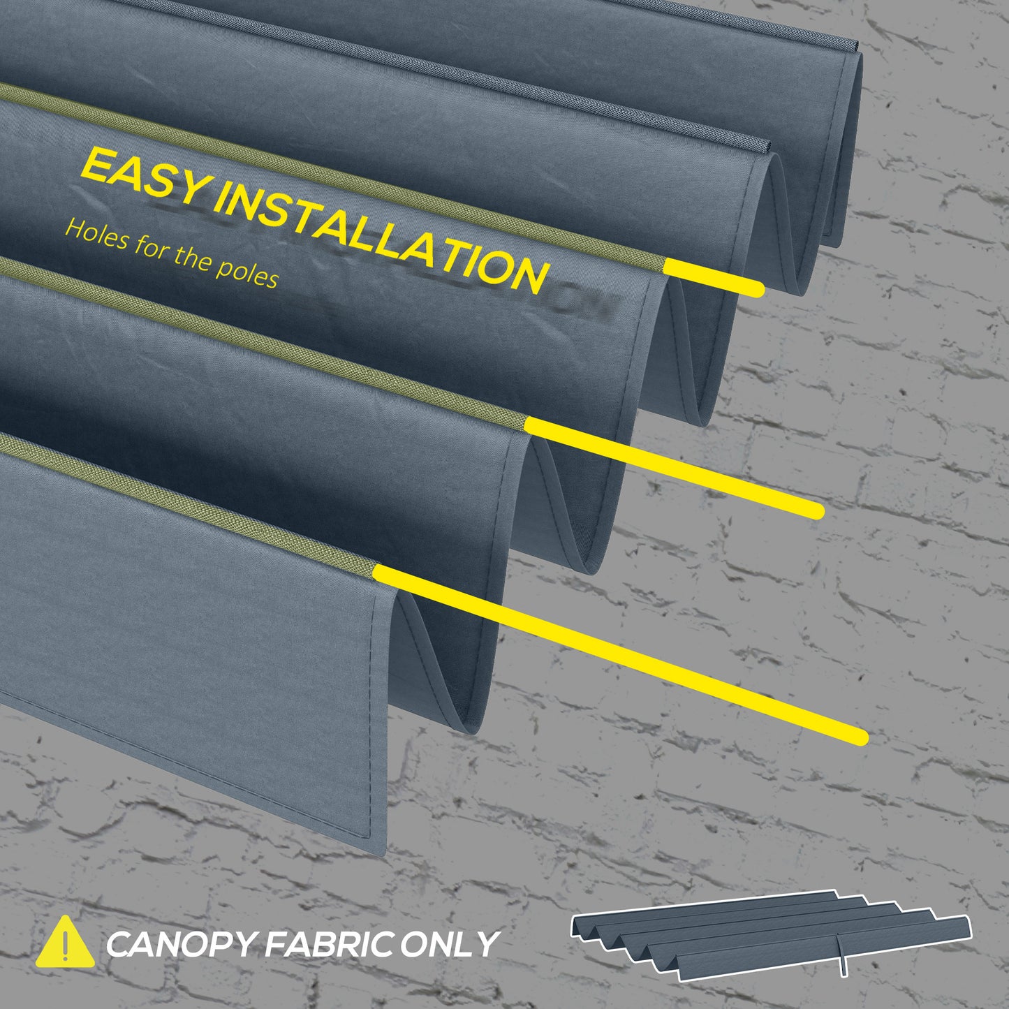 Outsunny Pergola Roof, Retractable Sun Shade Cover for 3 x 2.15m Pergola, UV30+ Protected, Dark Grey