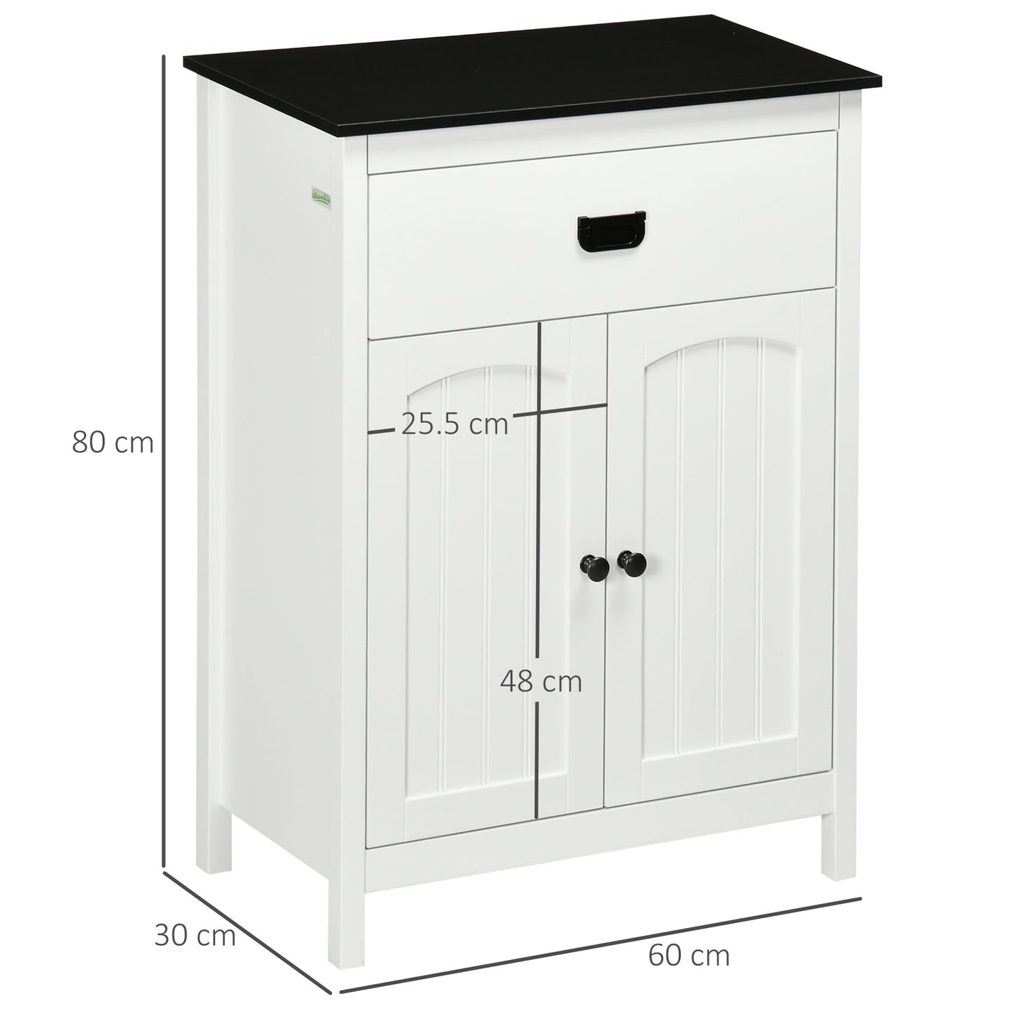 Kleankin Bathroom Cabinet, Bathroom Storage Unit with Drawer, Double Door Cabinet, Adjustable Shelf for Living Room, White