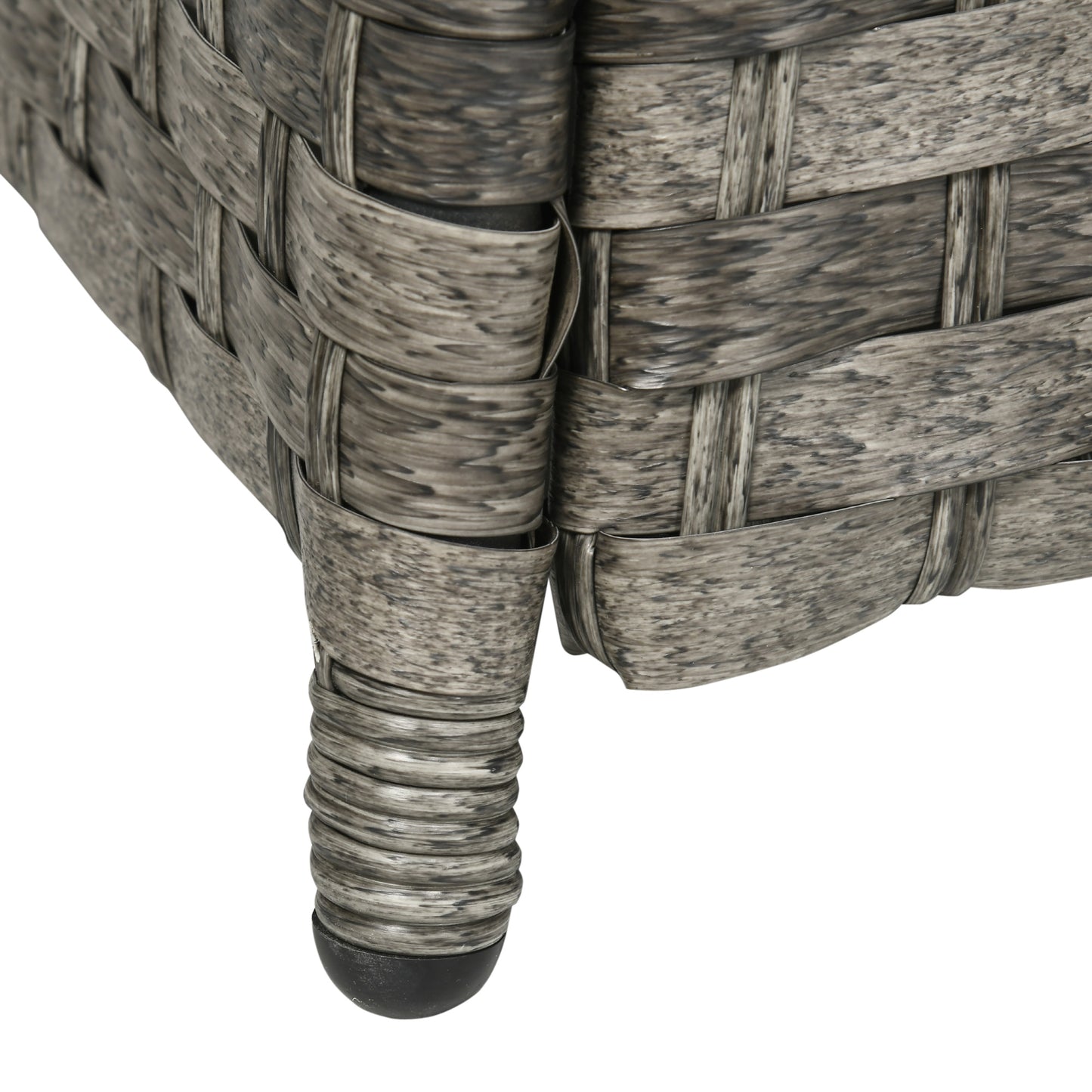 Outsunny 9-Seater PE Rattan Garden Furniture Set, 50,000 BTU Gas Fire Pit Table, Double Corner Sofa, 3 Footstools, Grey