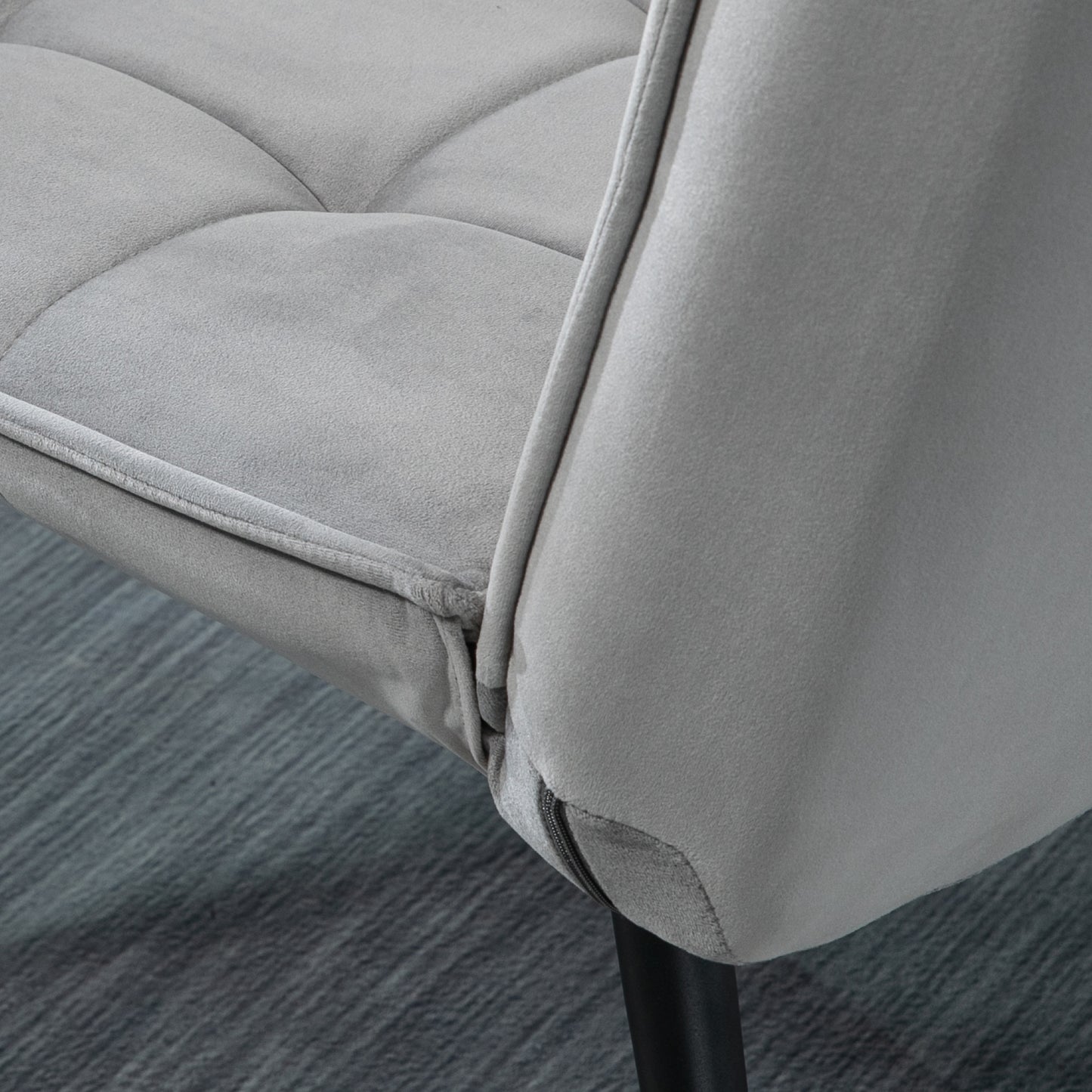 Armless Accent Chair w/ Footstool Set, Modern Tufted Upholstered Lounge Chair w/ Pillow, Steel Legs, Grey