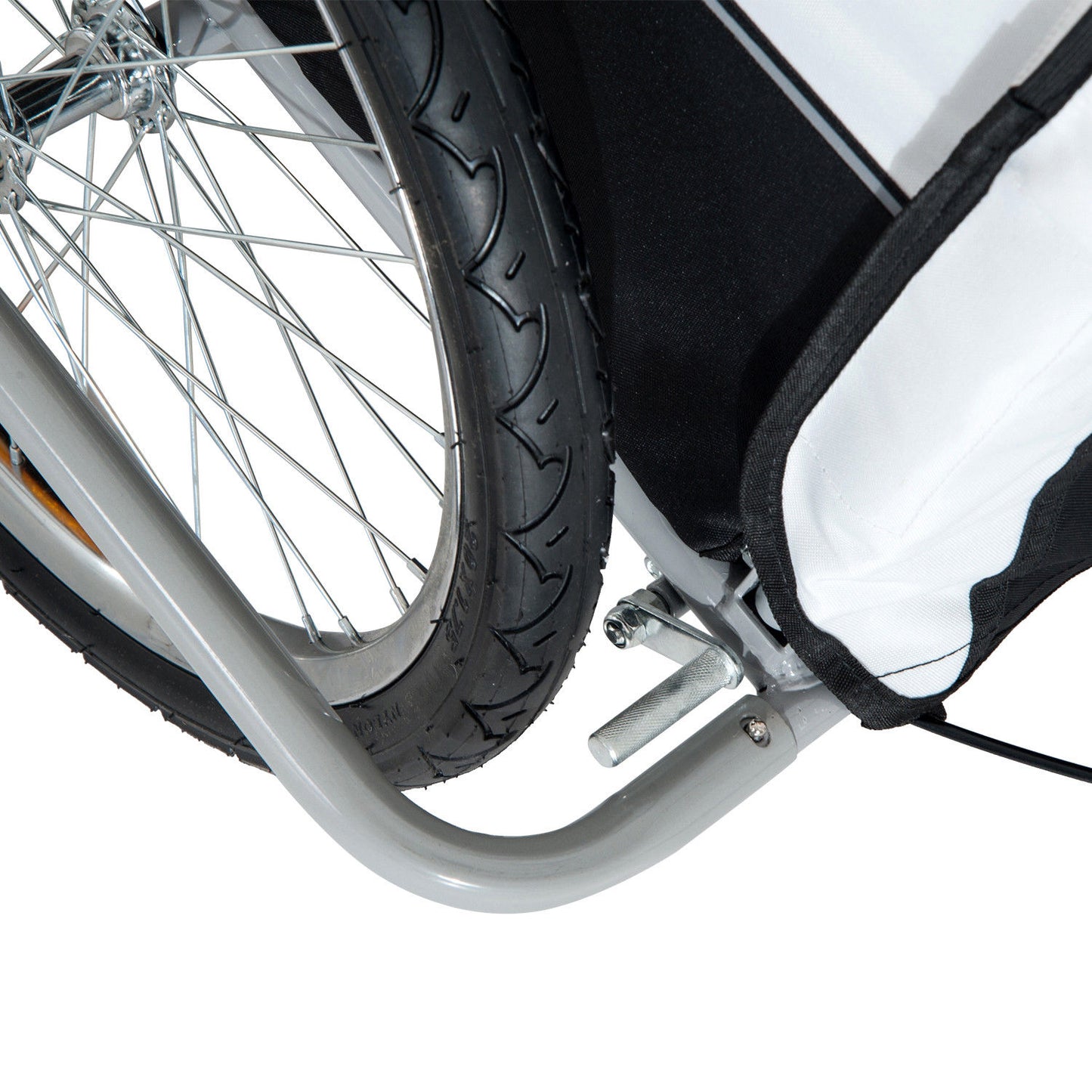 Collapsible Bike Trailer 2-Seater for Baby Bicycle with Pivot Wheel Suitable For 18 Month + Child(Black and White)