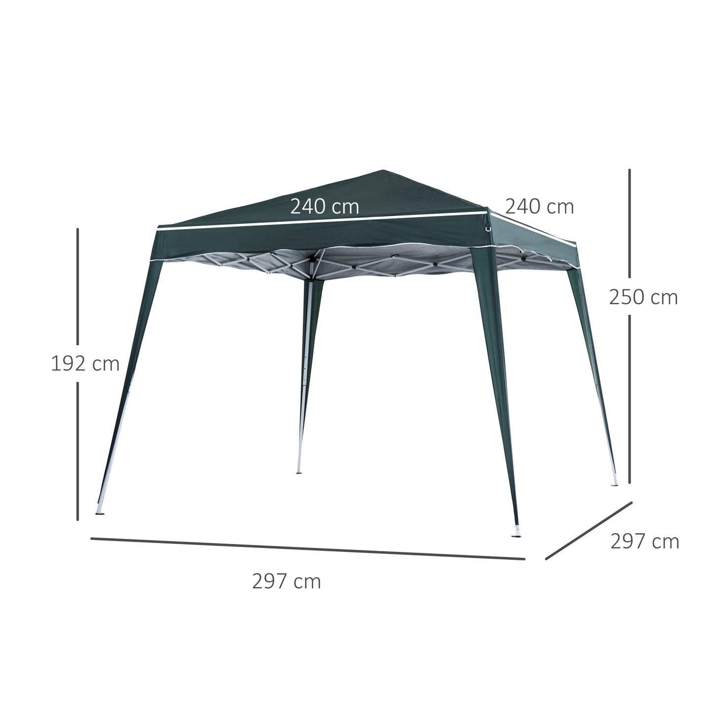 Outsunny Pop-Up Tent, 3Lx3Wx2.4H m-Green