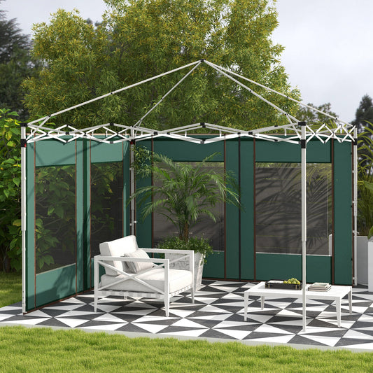 Outsunny Gazebo Side Panels, 2 Pack Sides Replacement, for 3x3(m) or 3x6m Pop Up Gazebo, with Doors and Windows, Green