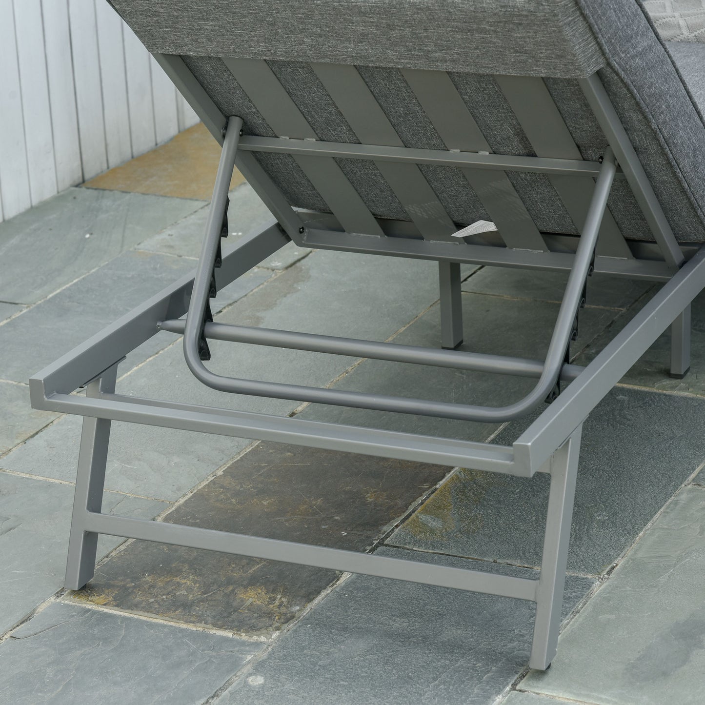 Outsunny 3 Piece Garden Seating Set w/ Convertible Sofa Lounge Table Padded Cushions Outdoor Patio Furniture Couch Grey