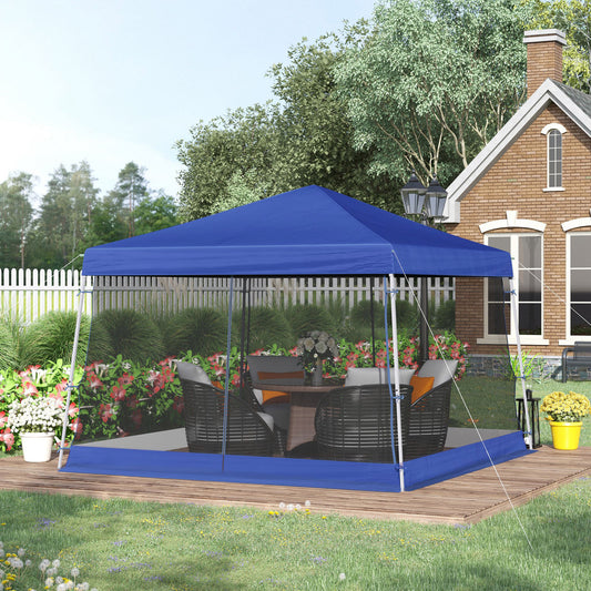 Outsunny 3.6 x 3.6m Outdoor Garden Pop-up Gazebo Canopy Tent Sun Shade Event Shelter Folding with Mesh Screen Side Walls - Blue