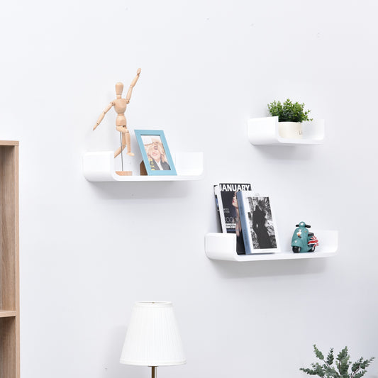 3 Piece U Shaped Shelves Set-White