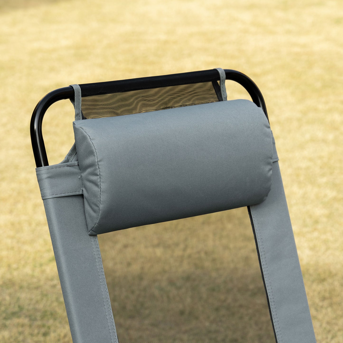 Outsunny Set of 2 Portable Folding Recliner Chair Outdoor Patio Chaise Lounge Chair with Adjustable Backrest, Grey