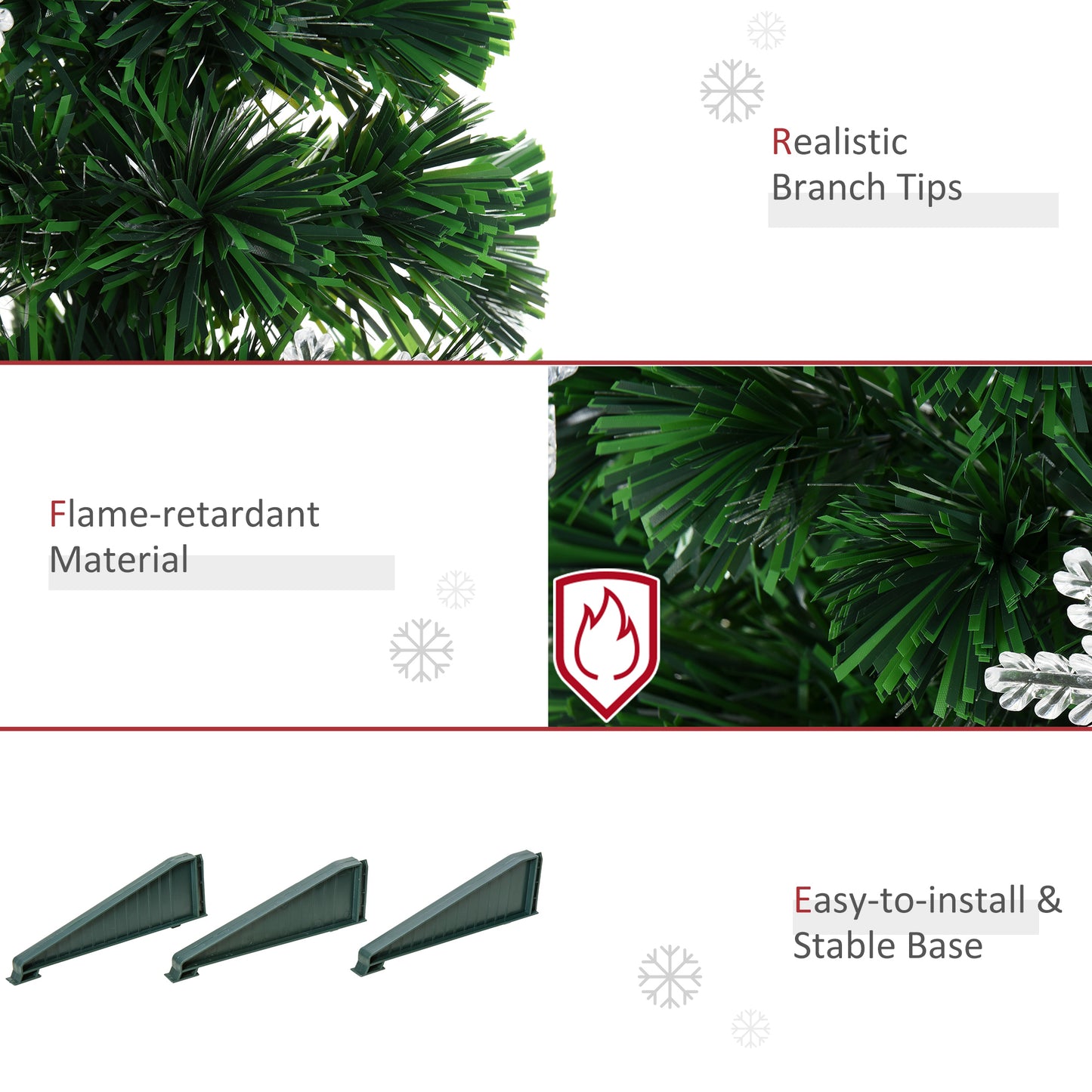 3ft Fibre Optic Christmas Tree 90cm With Showflakes, Green