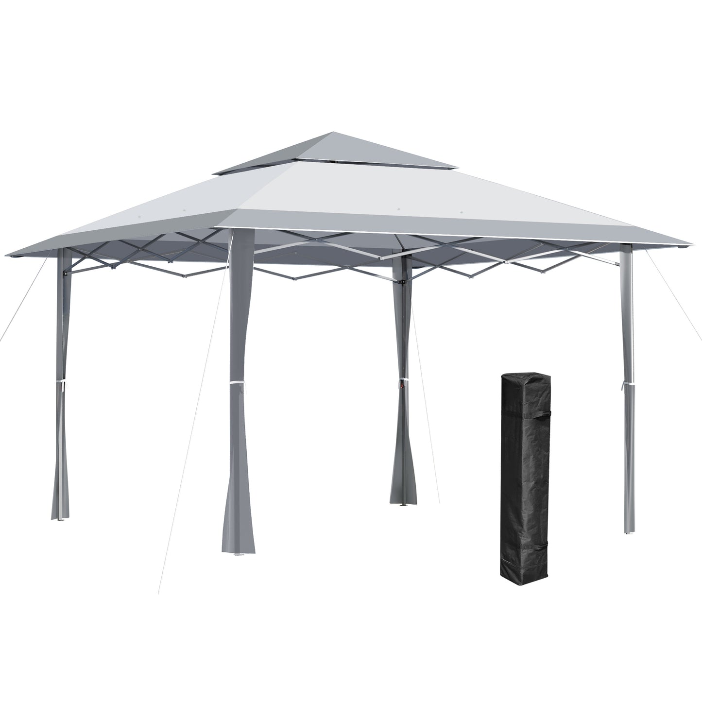 Outsunny Pop-up Canopy Gazebo Tent with Roller Bag & Adjustable Legs Outdoor Party, Steel Frame, 4 x 4m White & Grey