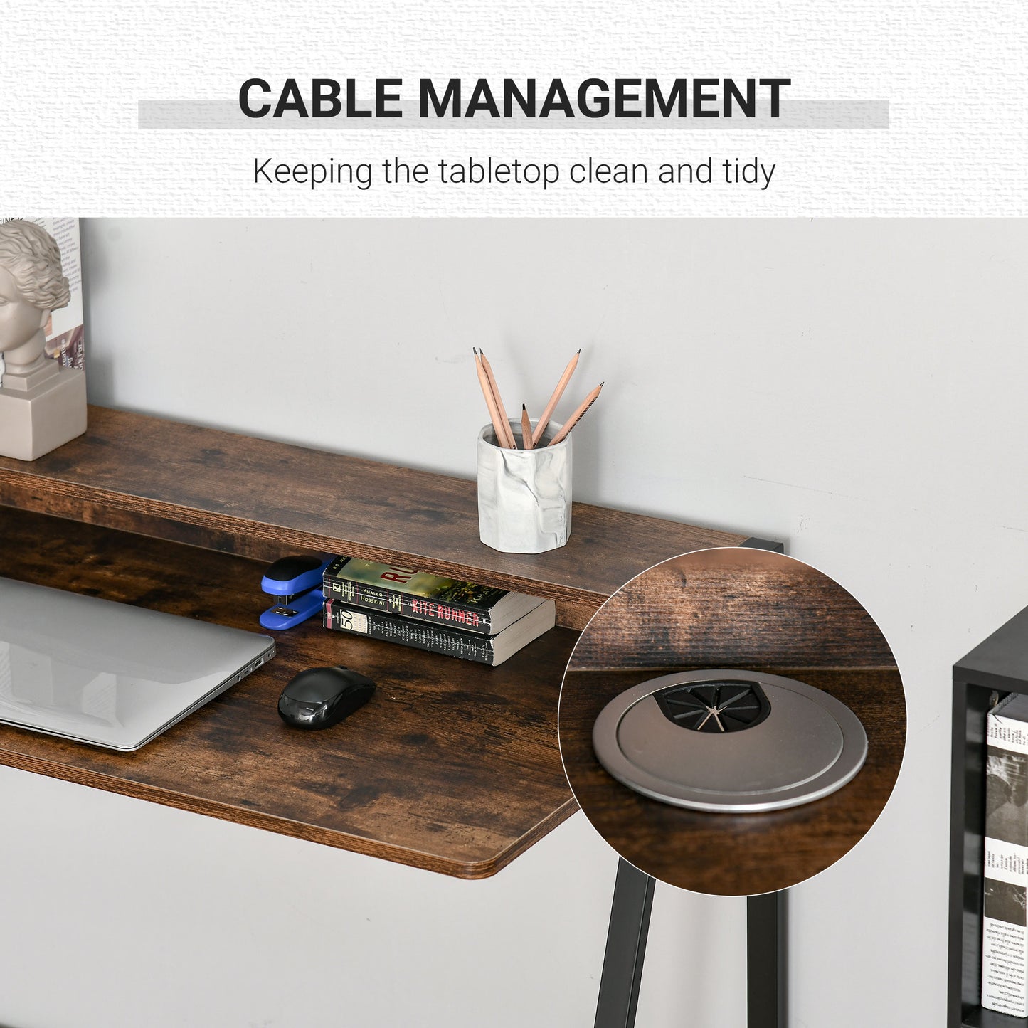 Writing Desk Computer Table Home Office PC Laptop Workstation Storage Shelf Color Rustic Brown