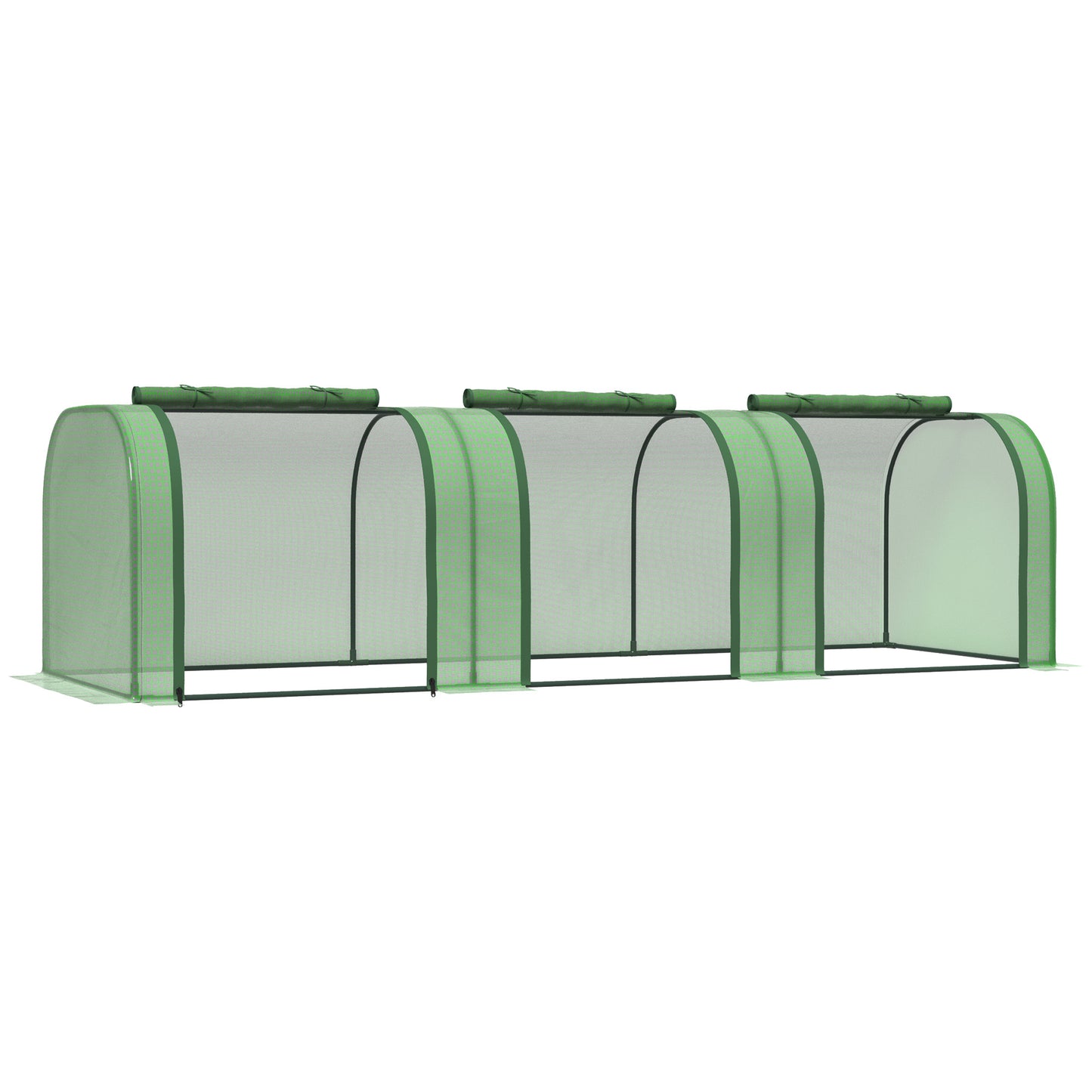 Outsunny PE Tunnel Greenhouse Green Grow House Steel Frame for Garden Backyard with Zipper Doors 295x100x80 cm Green