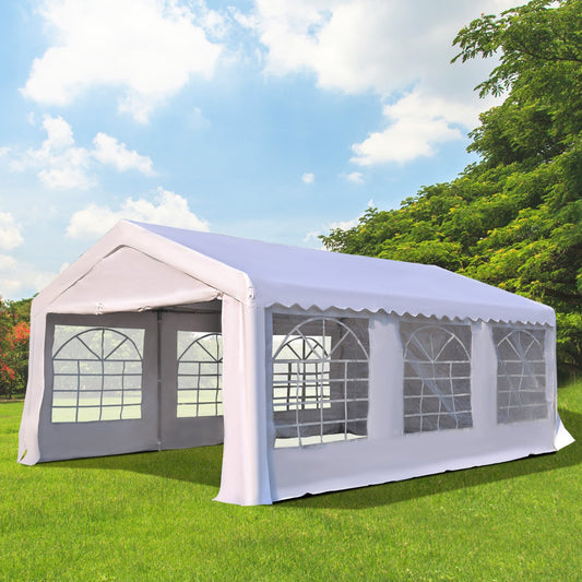 Outsunny 6m x 4m Party Tents Portable Carport Shelter w/ Removable Sidewalls & Doors Party Tent Shelter Car Canopy