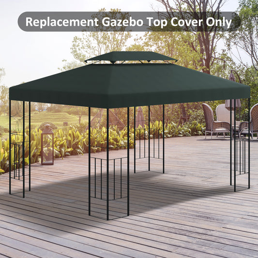 Outsunny 3x4m Gazebo Replacement Roof Canopy 2 Tier Top UV Cover Garden Patio Outdoor Sun Awning Shelters Deep Grey (TOP ONLY)