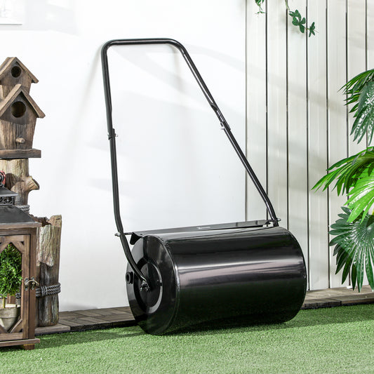 DURHAND 38L Heavy Duty Water or Sand Filled Garden Steel Lawn Roller Drum 50cm Black