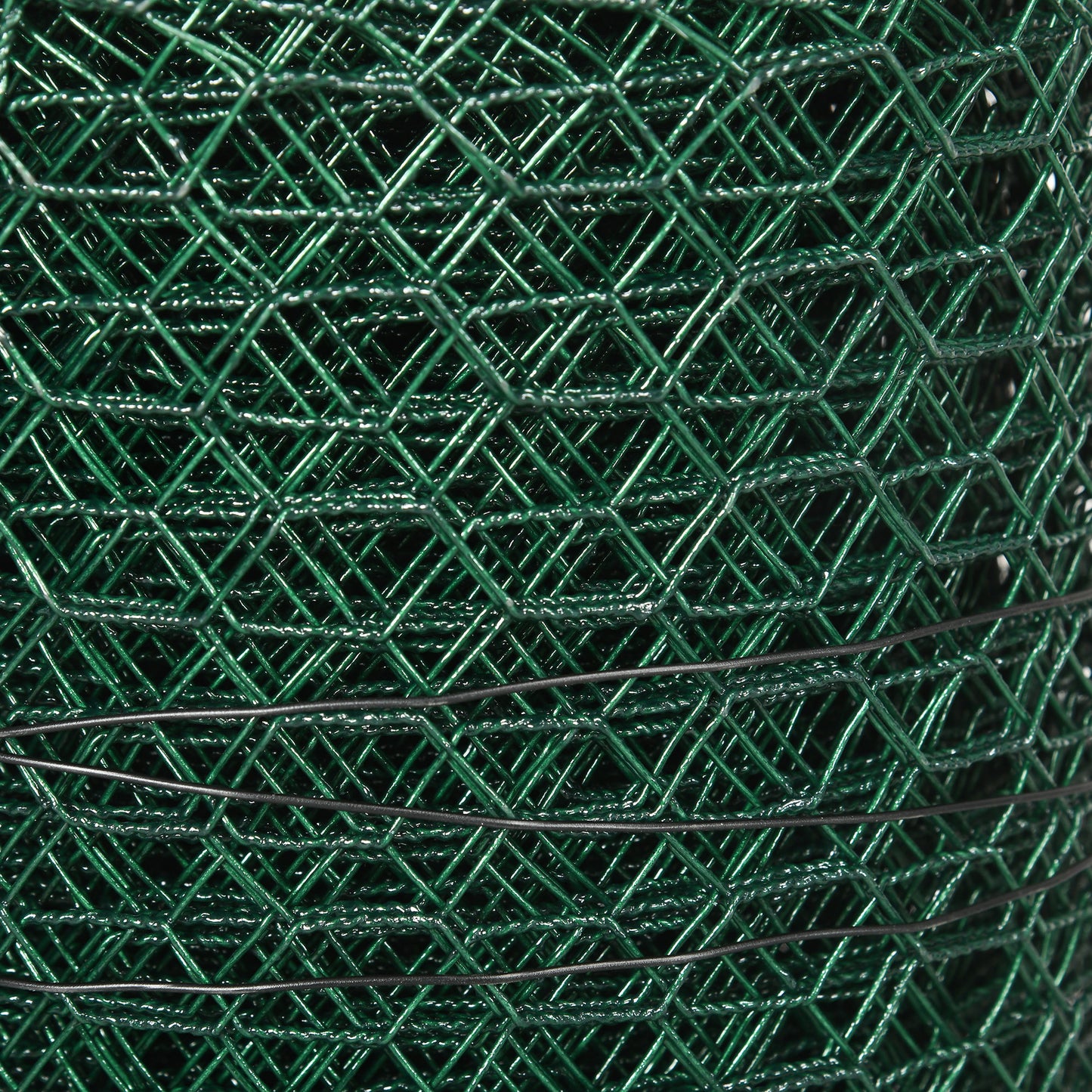 PawHut 1m x 25m Chicken Wire Mesh, Foldable PVC Coated Welded Garden Fence, Roll Poultry Netting, for Rabbits, Ducks, Gooses, Dark Green