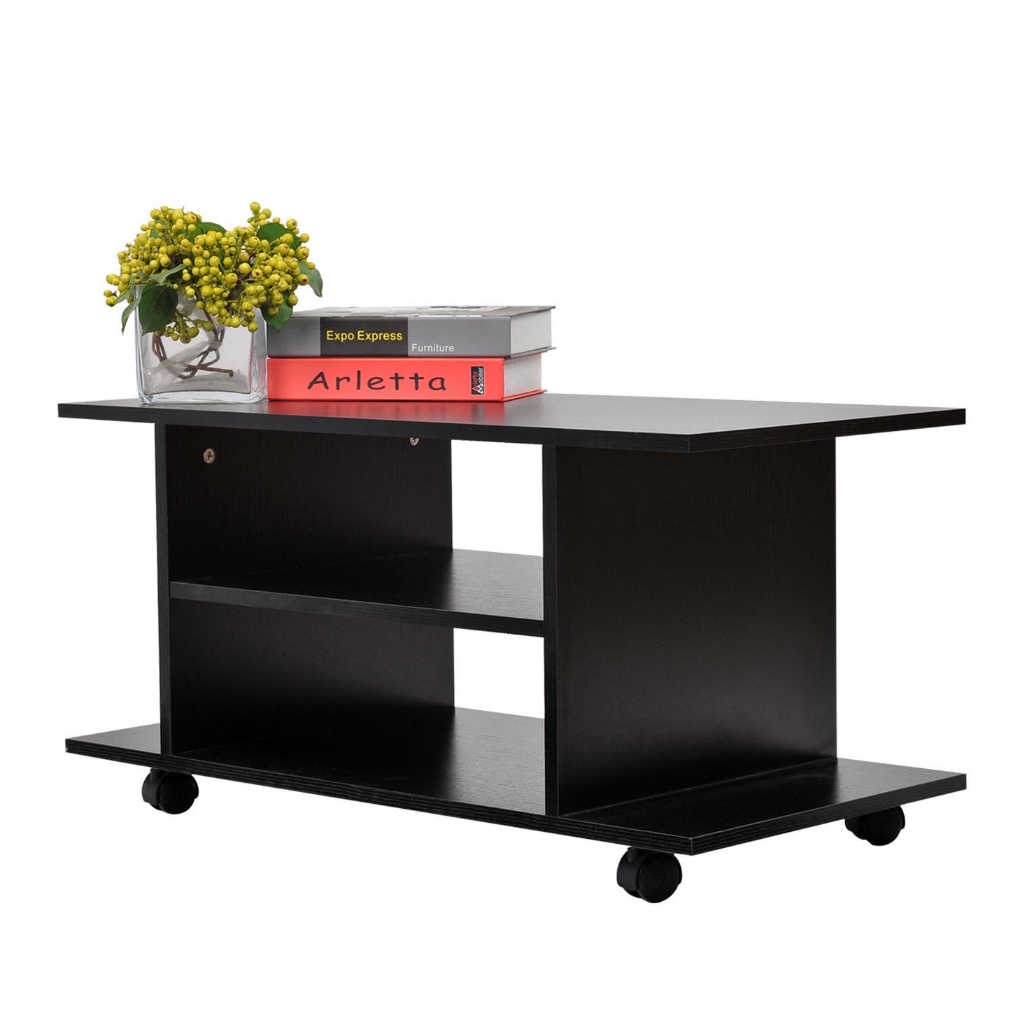 TV Stand Unit With Shelves - Black