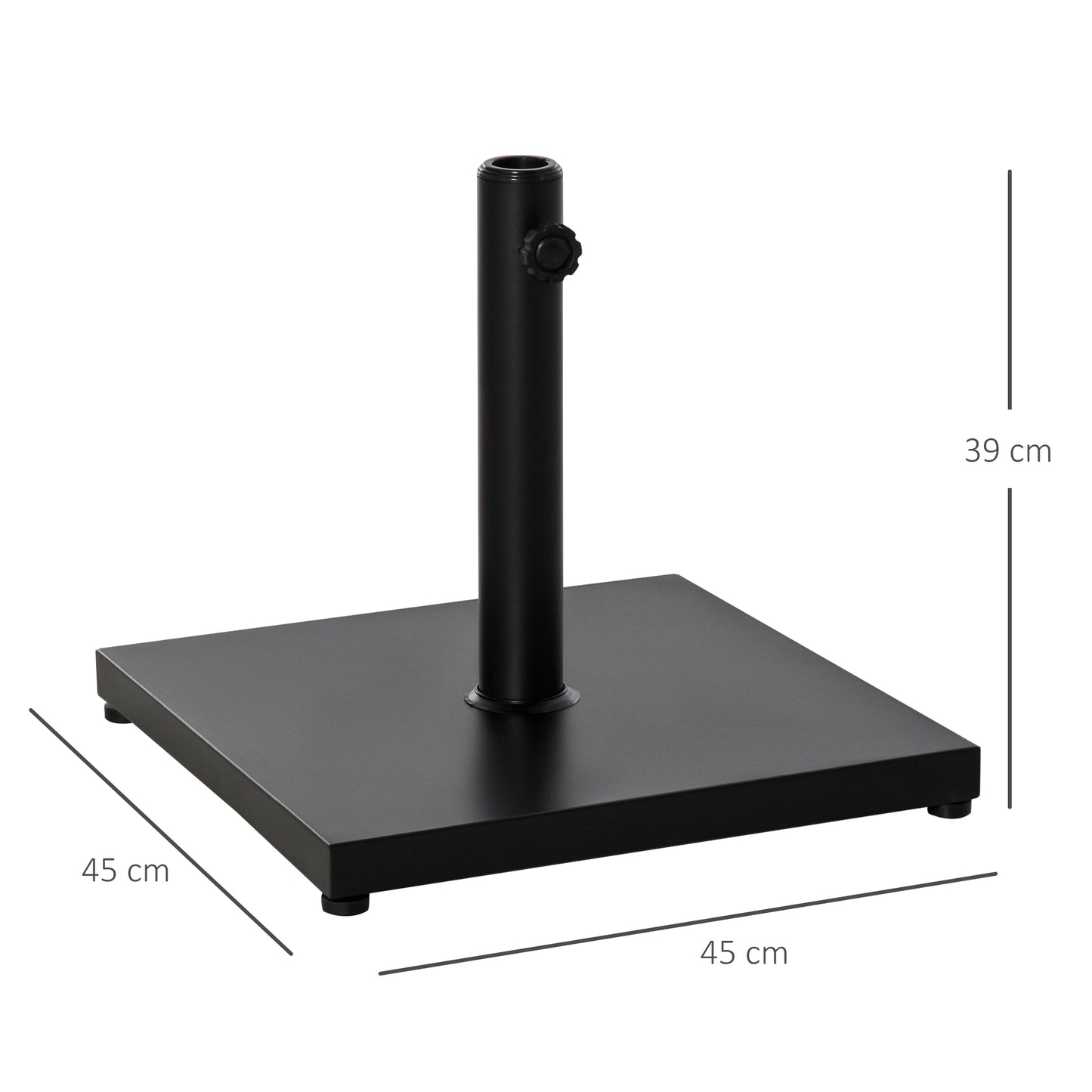 Outsunny Steel Square Parasol Stand Base w/ Adjustable Knob Umbrella Stand Black