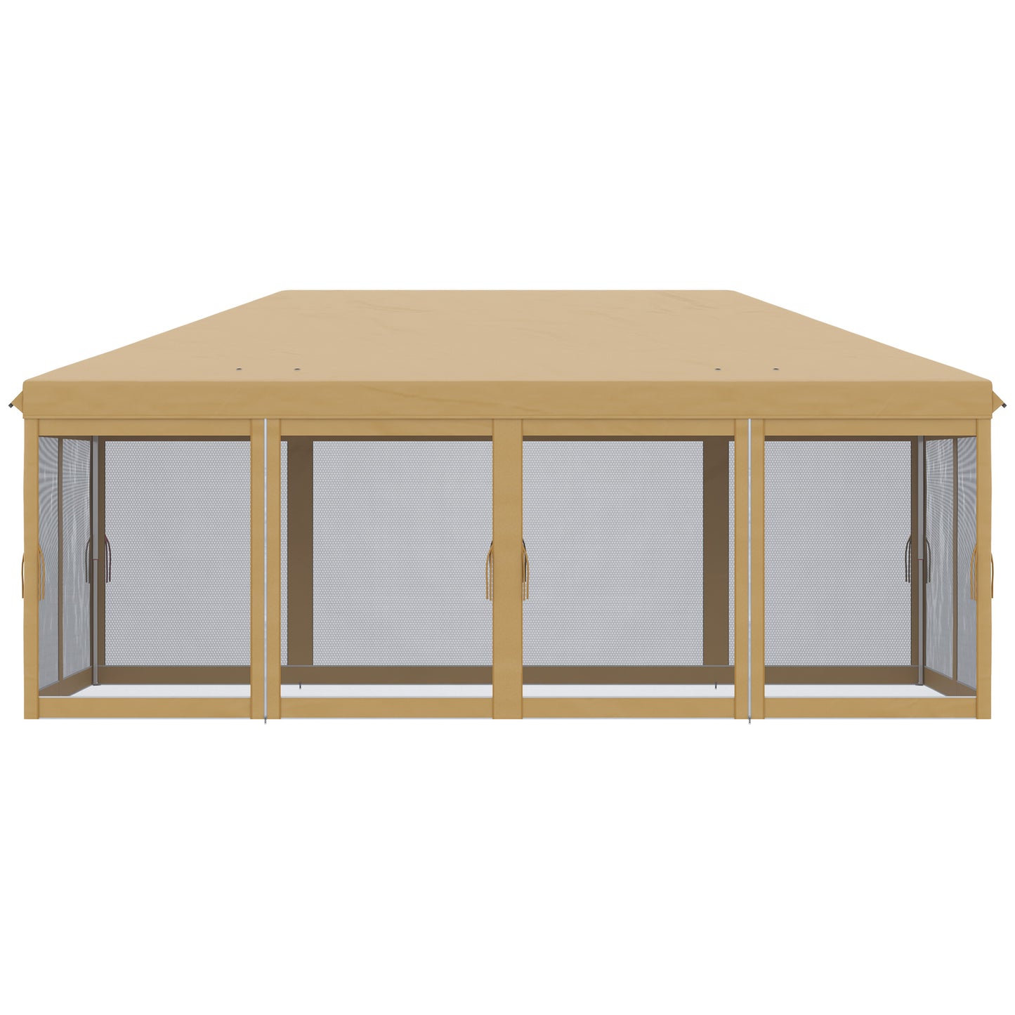 Outsunny 6 x 3(m) Pop Up Gazebo, Outdoor Canopy Shelter, Marquee Party Wedding Tent with 6 Mesh Walls and Carry Bag, Beige